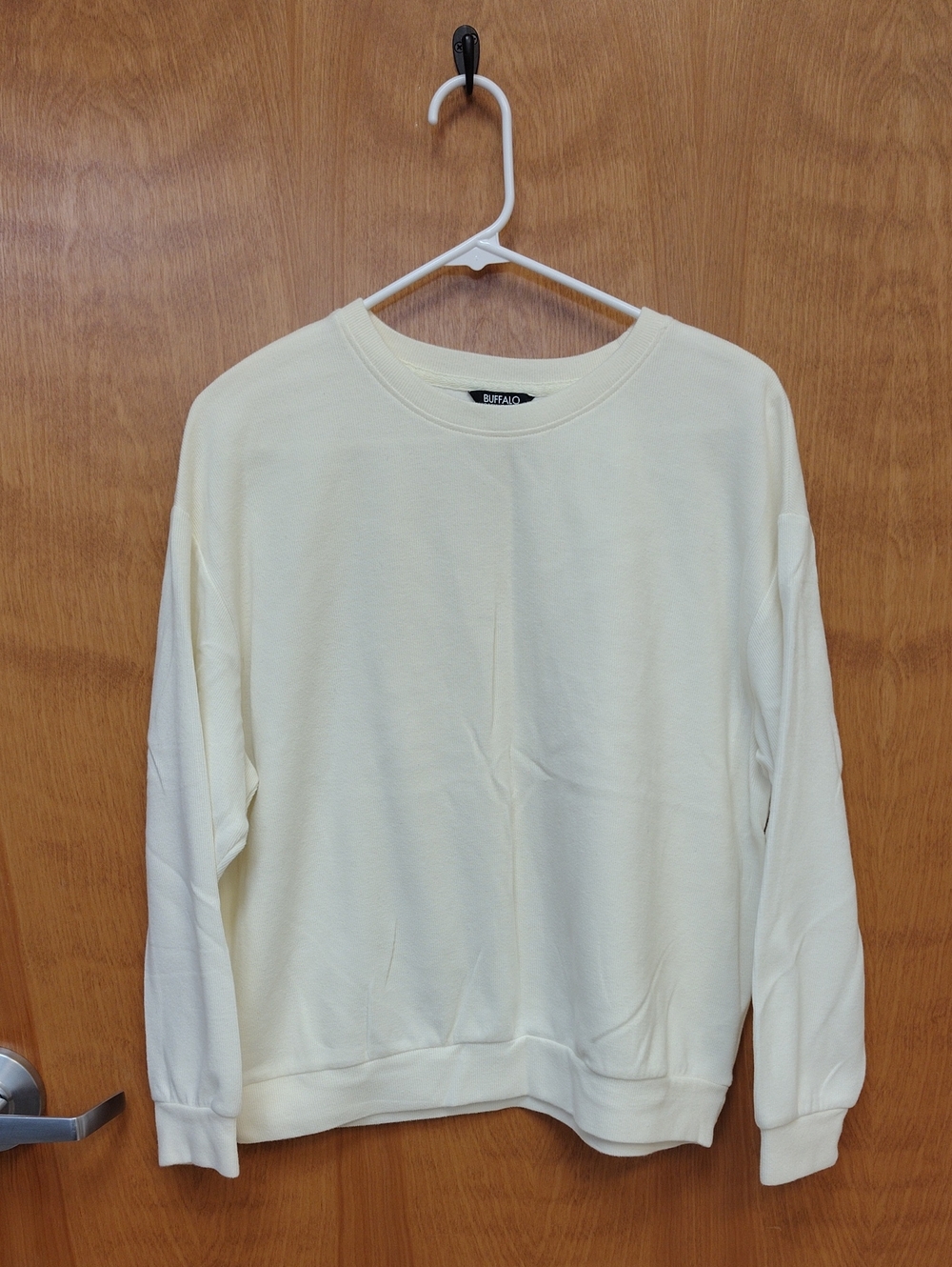 Buffalo David Bitton Women's Cream Oversized Drop Shoulder Crewneck Sweatshirt